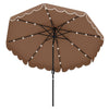 9.3 Feet Solar Patio Umbrella with 24 LED Lights Vented Top and Ruffles-Beige
