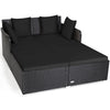 Spacious Outdoor Rattan Daybed with Upholstered Cushions and Pillows