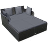 Spacious Outdoor Rattan Daybed with Upholstered Cushions and Pillows