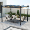 Modern 10 x 12 Ft Outdoor Sturdy Pergola Gazebo with Retractable Beige Canopy