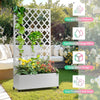 White Metal Outdoor Raised Garden  Planter Box with Trellis on Wheels