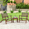 Solid Wood and Rattan 3-Piece Outdoor Patio Furniture