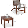 Solid Wood and Rattan 3-Piece Outdoor Patio Furniture