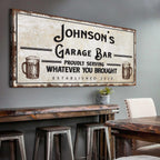 Personalized Rustic Garage Bar Sign for Home Bar