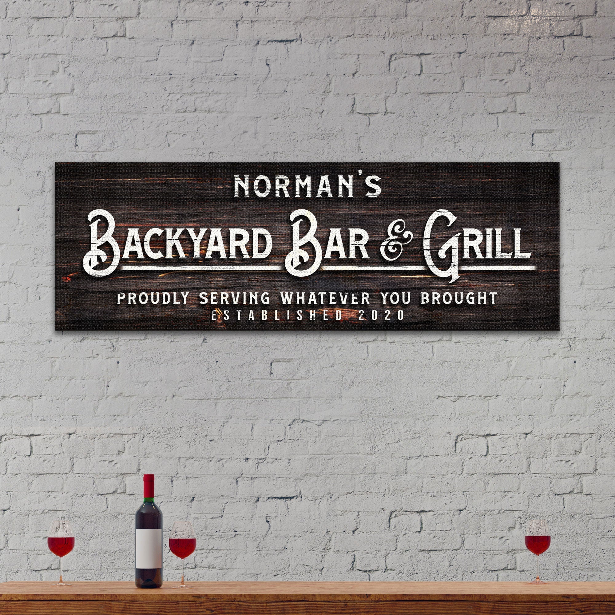 Custom Backyard Bar and Grill Sign: Custom Bar Signs for Home Bar