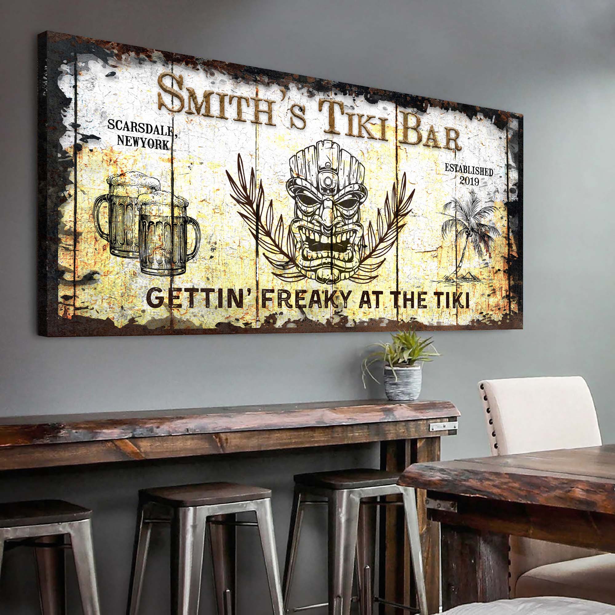 Personalized Tiki Bar Sign: Custom Bar Signs for Home Bar – Ideal For Your Backyard Bar Or Man Cave Decor