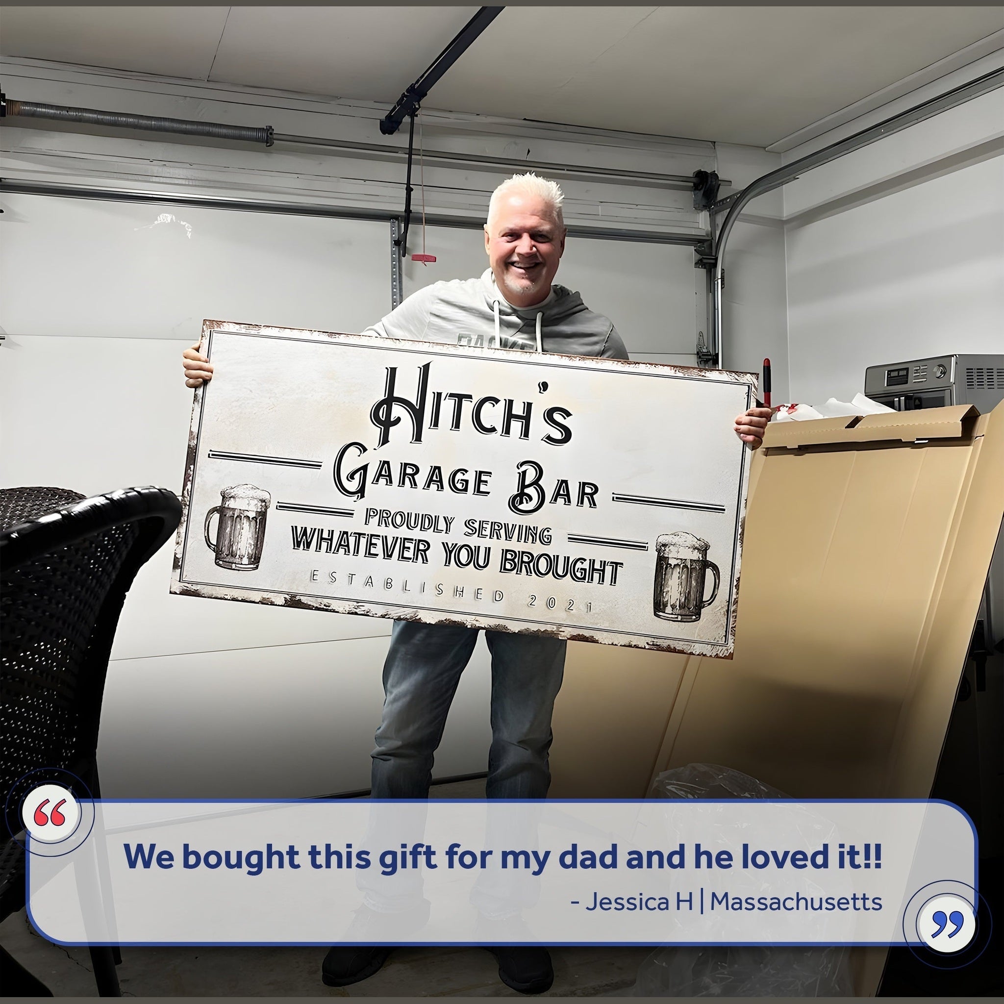 Personalized Rustic Garage Bar Sign for Home Bar