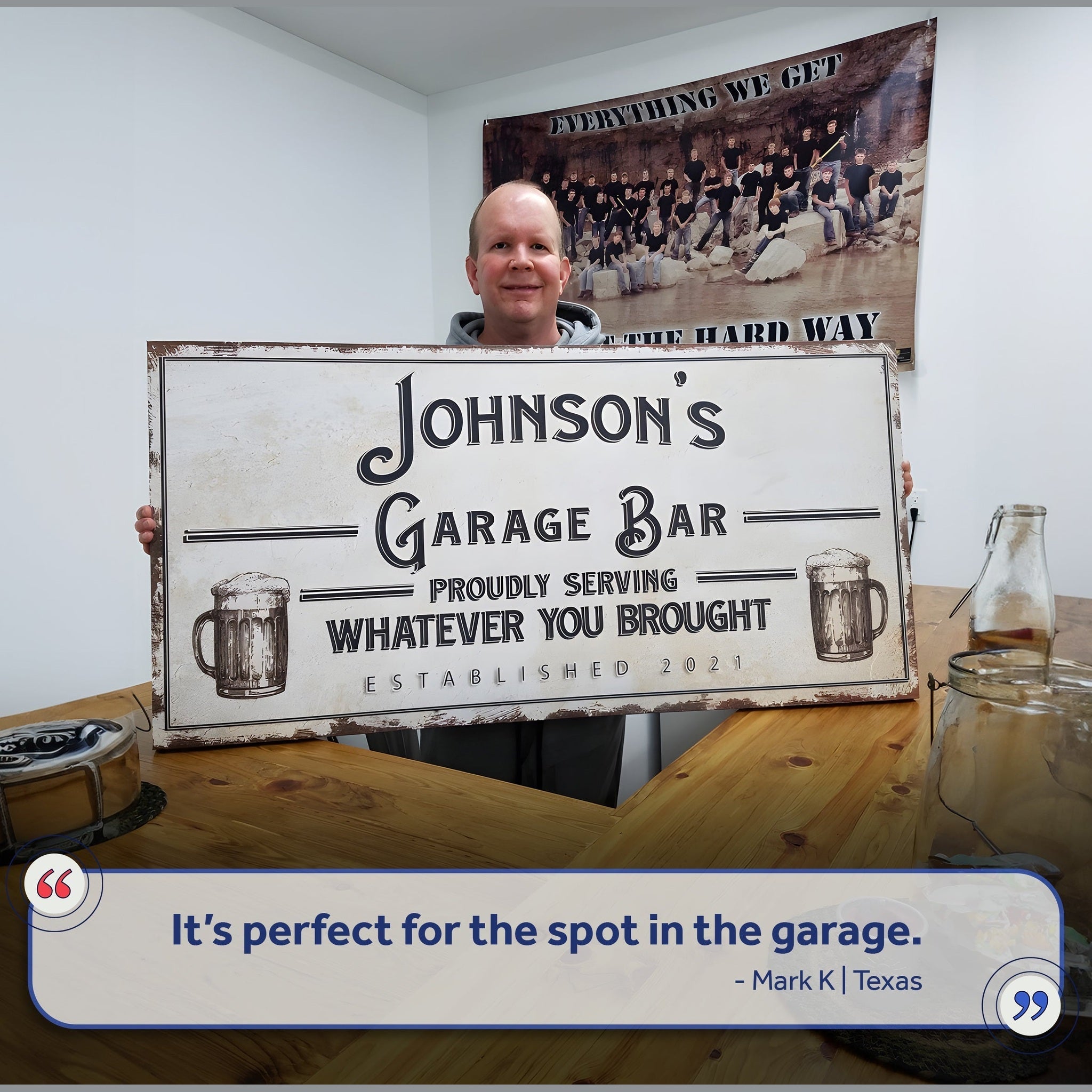 Personalized Rustic Garage Bar Sign for Home Bar