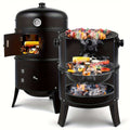 3-in-1 Charcoal Smoker Grill BBQ Fire Pit Portable Outdoor Camping Grill