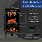 3-in-1 Charcoal Smoker Grill BBQ Fire Pit Portable Outdoor Camping Grill