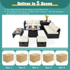 9 Pieces Outdoor Wicker Sectional with 35 Inch Gas Fire Pit Table