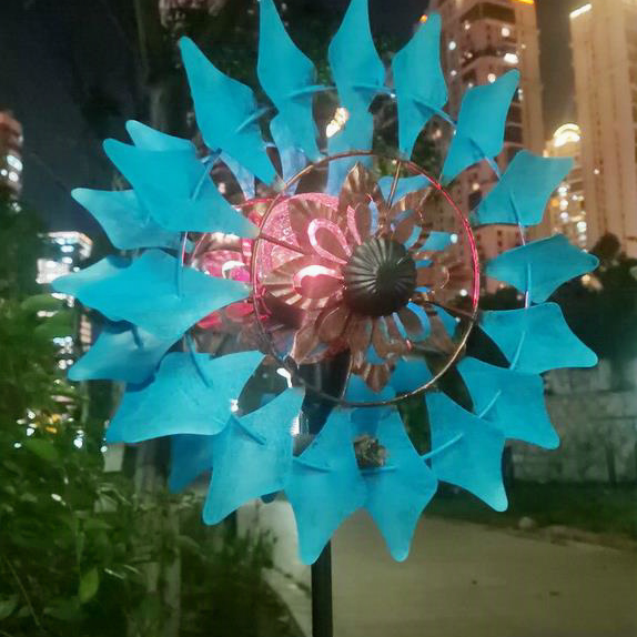 Unique Design Metal Art Handmade Iron 360 Degree Rotation - LED Light Wind Spinner