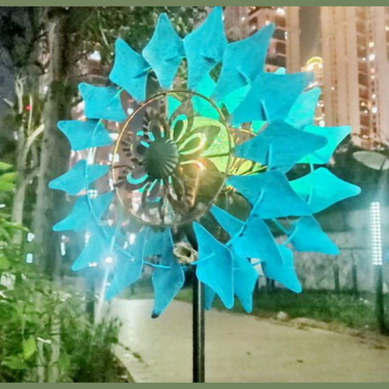 Unique Design Metal Art Handmade Iron 360 Degree Rotation - LED Light Wind Spinner