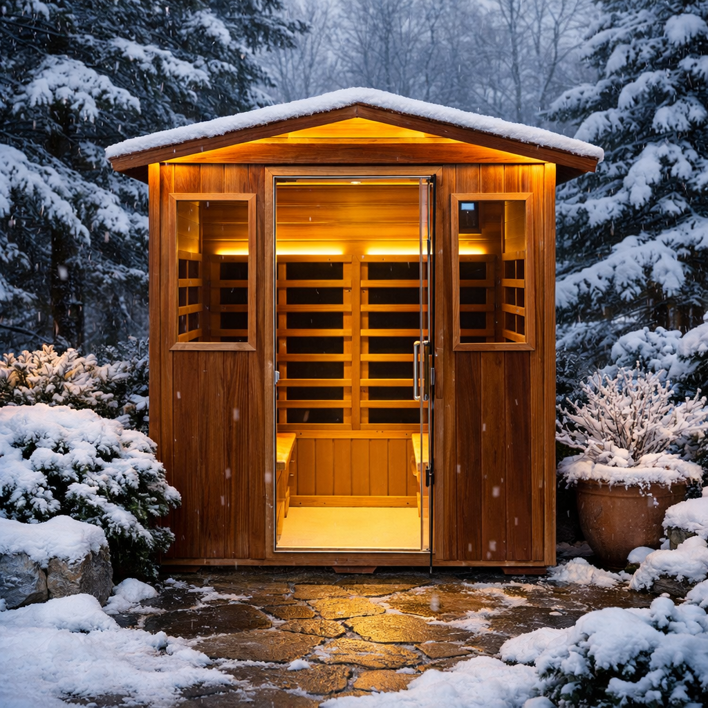 The Kairo 4-Person Outdoor Infrared Hemlock Sauna With Tempered Glass Door