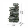 4 Tier Poly resin Cascading Rock Bowl Freestanding Fountain With LED Ligh - Gray