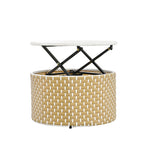 Outdoor Patio Round Rattan Daybed Sectional Beige Retractable Canopy