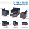 Navy Blue Outdoor Rattan Patio Furniture Set