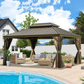 12' x 16' Hardtop Gazebo Outdoor Aluminum Gazebo with Double Canopy