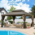 12' x 16' Hardtop Gazebo Outdoor Aluminum Gazebo with Double Canopy