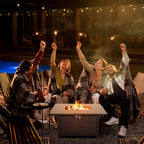 Outdoor Fire Pit Table With Lid - Black - Steel