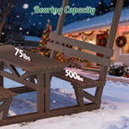 Outdoor Waterproof Solid Wood Picnic Table and Bench Set with Removable Canopy