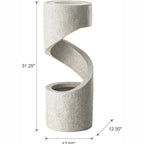Outdoor Water Fountain with LED Light, Decorative Tiered Curved Waterfall Fountain with Stone Planter, Faux Terrazzo Spiral Shaped Outdoor Fountains for Garden Deck Patio Porch, 31.25â€H