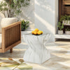 Outdoor End Table, Twisted Square Side Table For Patio And Garden - Faux Marble