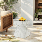 Outdoor End Table, Twisted Square Side Table For Patio And Garden - Faux Marble