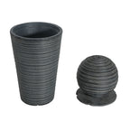 31.5" Tall Striped Column Fountain With LED Light - Designed For Outdoor Spaces - Gray