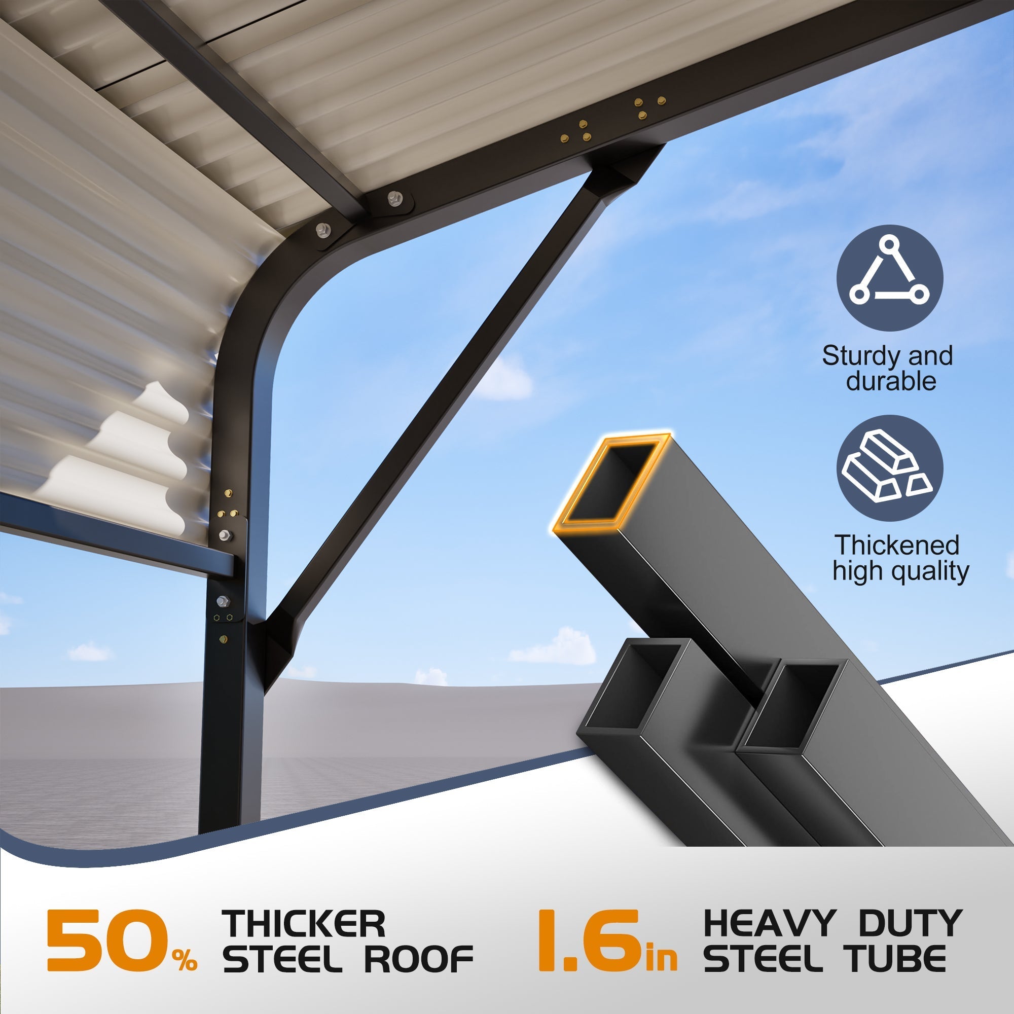 20'x20' Galvanized Steel Carport Canopy