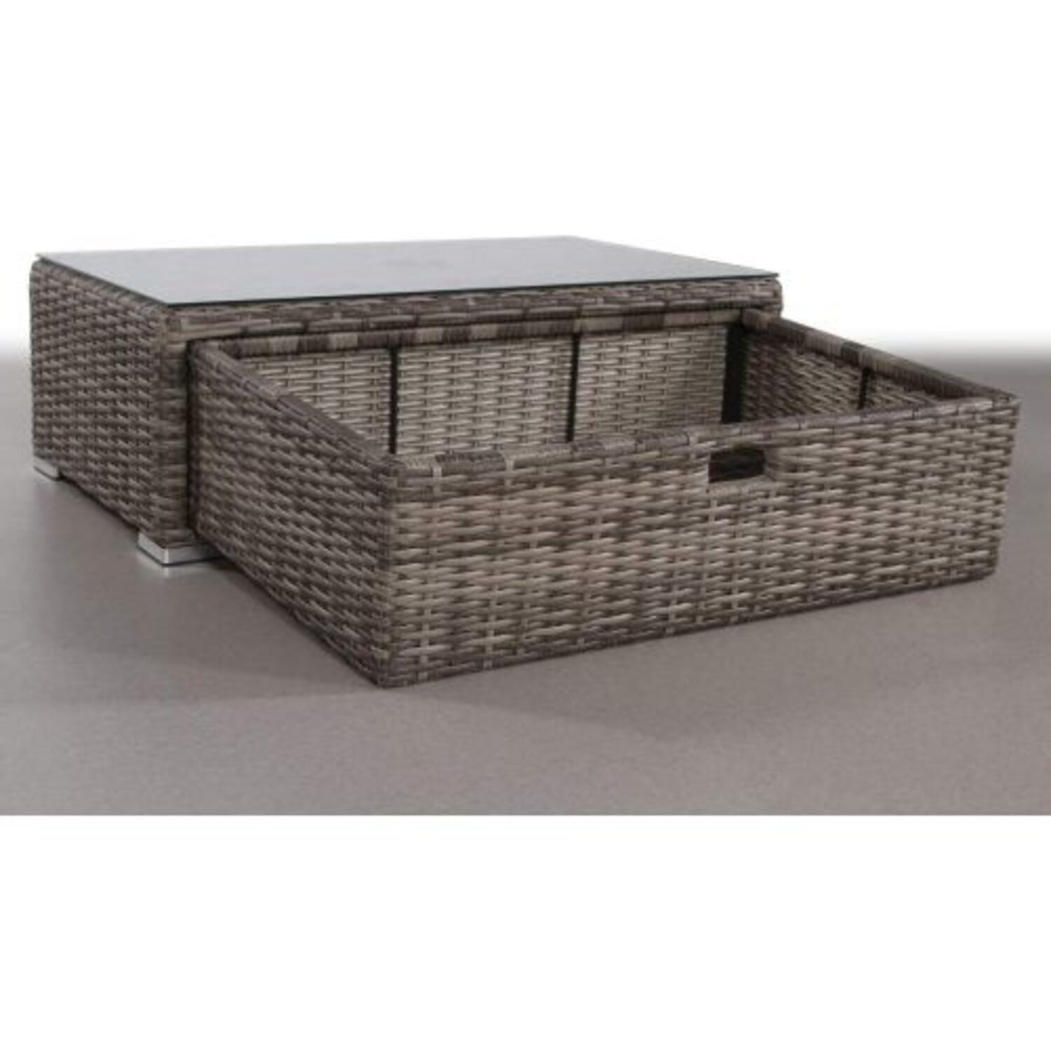 Glass Top - Outdoor Coffee Table - Gray Mix