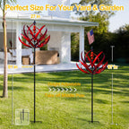 Wind Spinner for Garden and Yard - Large Metal Kinetic Wind Sculptures for Outdoor Decor (91 Inches, Burgundy Lotus)