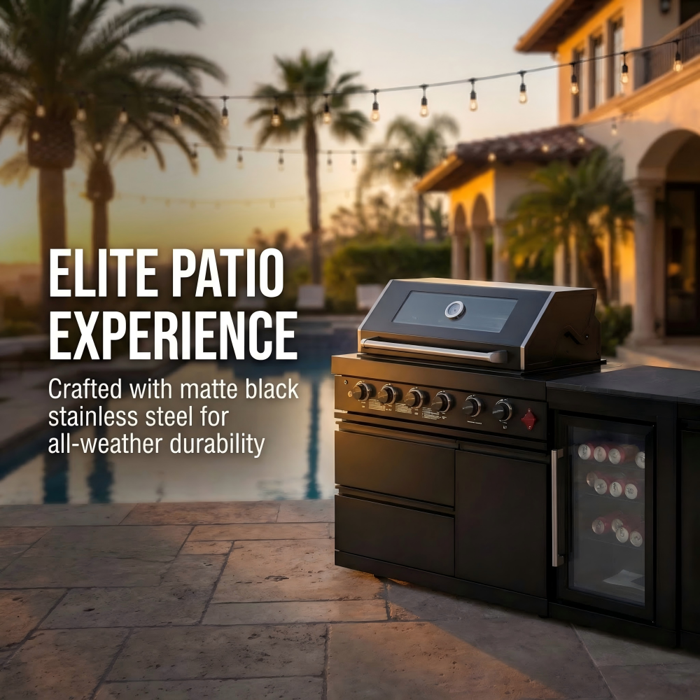 104" 4-Burner 72,000 BTU Black Outdoor Kitchen Bar Barbecue Island Grill