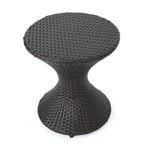 Outdoor 16-Inch Multi-Brown Wicker Hourglass Side Table