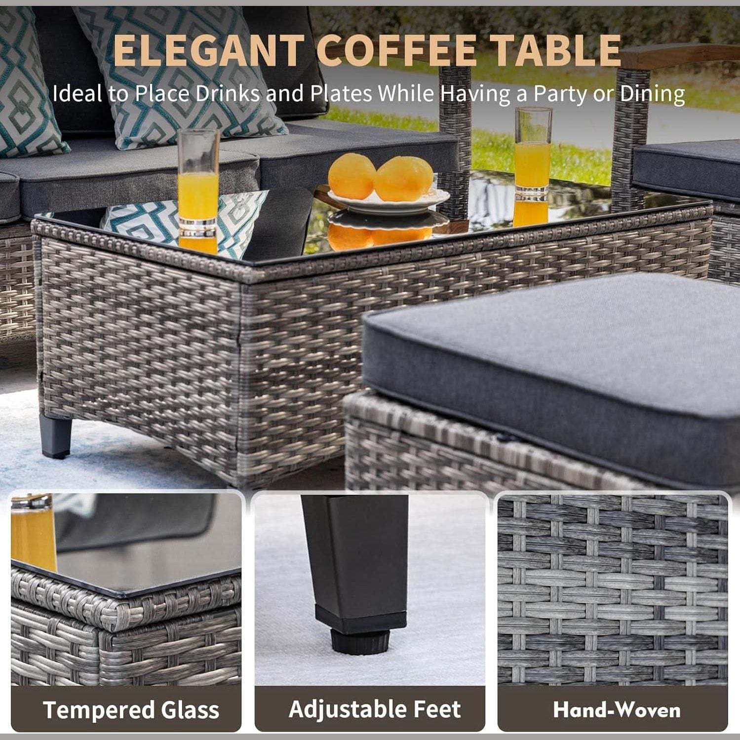 7 - piece Outdoor Rattan Patio Furniture Set with Swivel Rockers