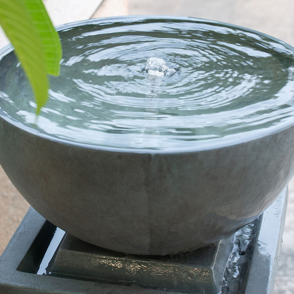 Zen Bowl Water Fountain, Outdoor Bird Feeder  2-sizes
