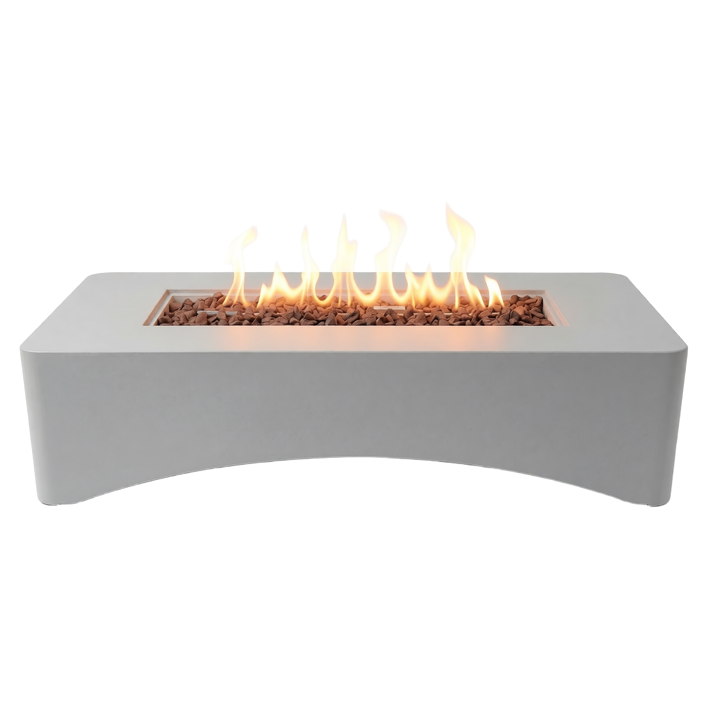 56' Propane Fire Pit Table - Rectangular Outdoor Gas Fire Pit - Light Gray