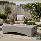 56' Propane Fire Pit Table - Rectangular Outdoor Gas Fire Pit - Light Gray