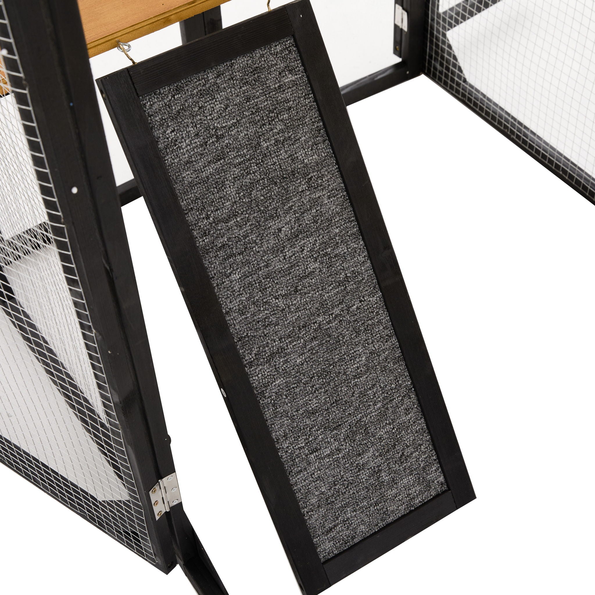 Outdoor Cat Enclosure With Sleeping Houses, Jumping Platforms, & Scratching Post