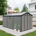 8x14 FT Plastic Outdoor Storage Shed - Lockable Resin Tool Shed with 2 Window & 3 Air vents