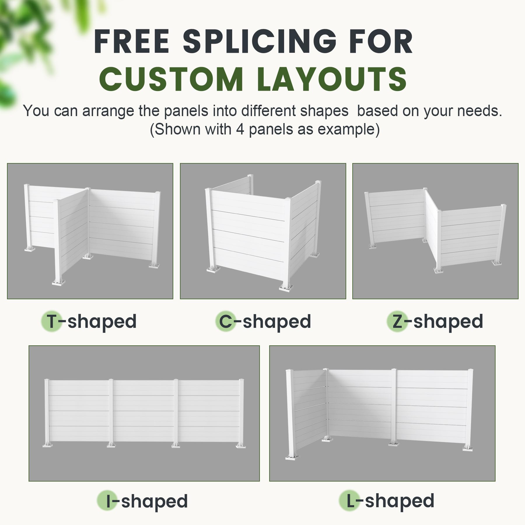 50" W x 49" H Outdoor Privacy Screen, Air Conditioner Fence, All-Weather Vinyl Privacy Fence Screens with Aluminum