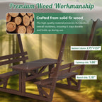 Outdoor Waterproof Solid Wood Picnic Table and Bench Set with Removable Canopy