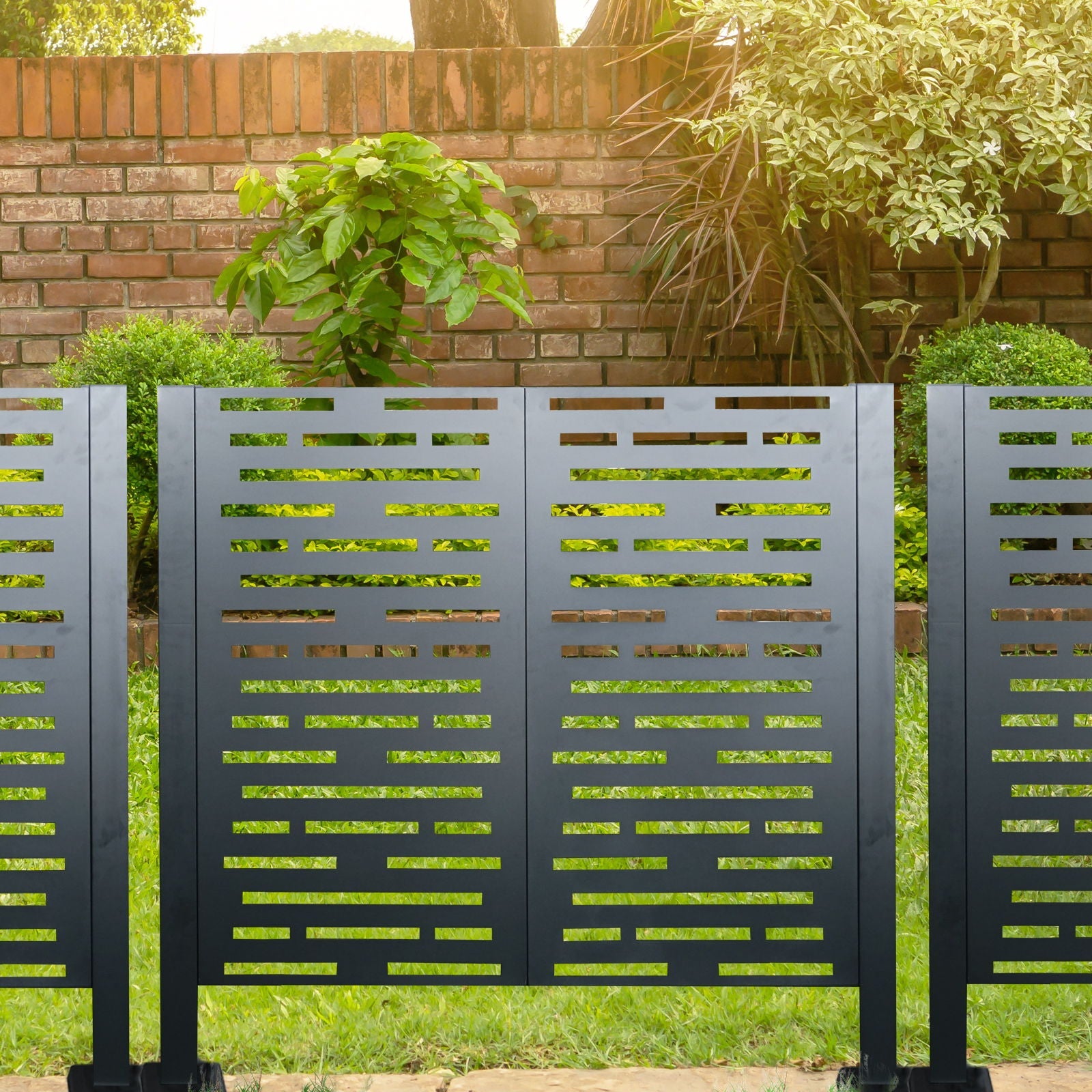 Air Conditioner Fence For Outdoor Units, Metal Privacy Fence Cover, 3 Fence Panel