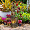 Outdoor Fountain With Birdhouse, Cascading Garden Waterfall