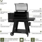 Oakford 875 Pro Pellet Gril with 824 SQ in Cooking Area, Cast Iron Grates, I-Site View Indicator, Heavy Duty Pellet Smoker Grill with Bluetooth Connectivity - 910-0512