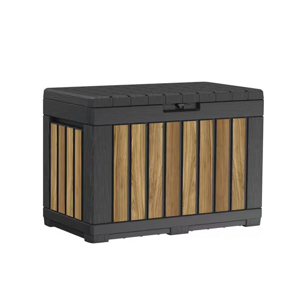 Oakridge 50 Gal. Weather Resisitant Plastic Resin Deck Box in Oak Wood Look Brown