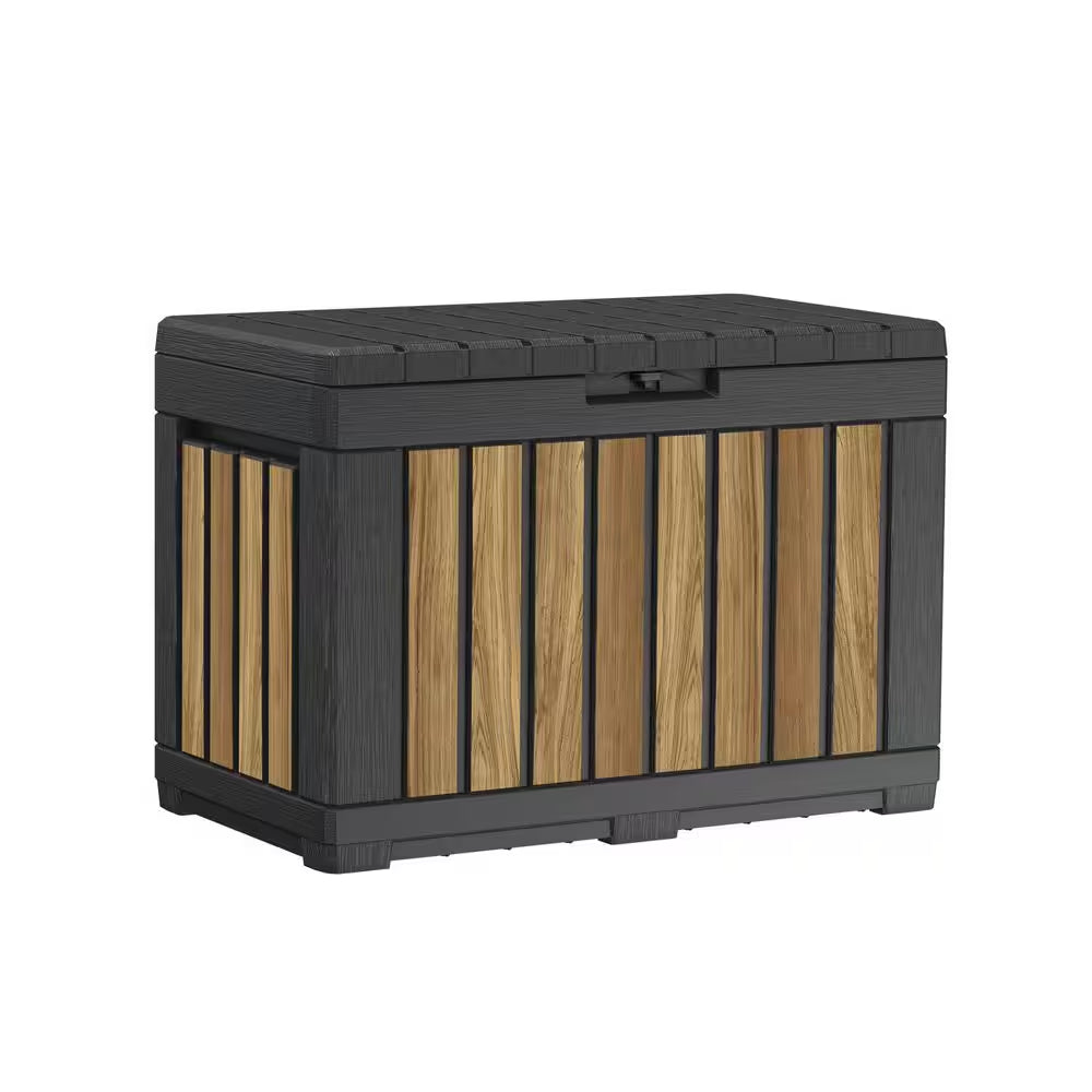 Oakridge 50 Gal. Weather Resisitant Plastic Resin Deck Box in Oak Wood Look Brown