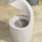 Outdoor Water Fountain with LED Light, Modren Curved Waterfall Fountain with Stone Planter, Faux Terrazzo Spiral Shaped Outdoor Fountains Water Feature for Garden Patio Deck Porch, 40.25â€H