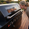 Black 6-Burner 85000 BTU Deluxe Stainless Steel Propane Gas Outdoor Kitchen Barbecue Island Grill with Marble