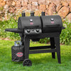 Char-Griller ® Dual-Function 2-Burner 24,000 BTU Propane Gas and Charcoal Combination Grill and Smoker with 870 Cooking Square Inches in Black, Model E5030